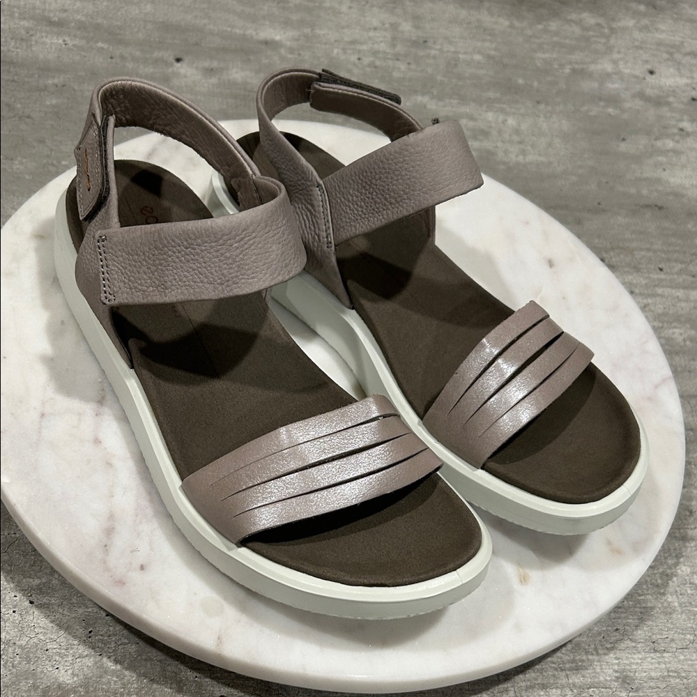 Ecco Taupe Strappy Slingback Sandals